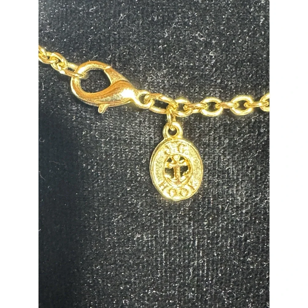 Gold Tone Red Enamel Leaf Pendant Necklace Dainty Chain‎ Clasp Charm